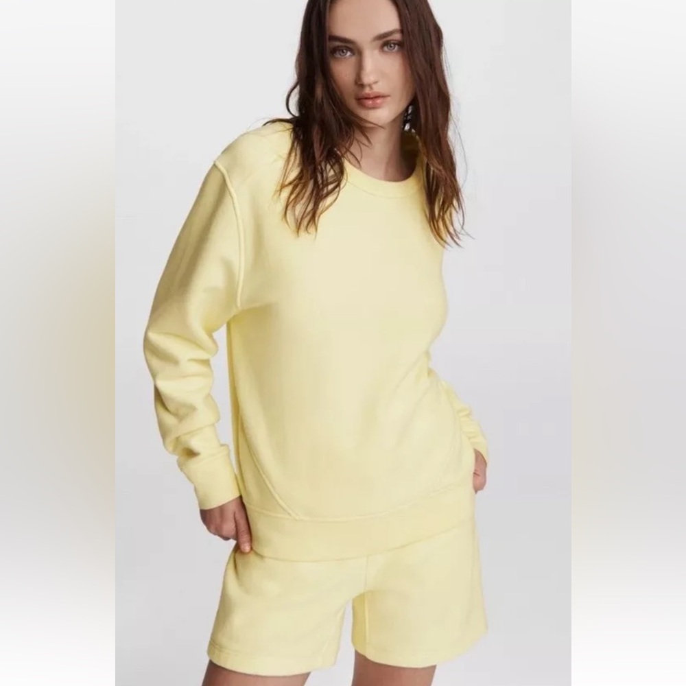 Rag & Bone Sweatshirt size L (10/12) Lemon Yellow City Terry Anthropologie